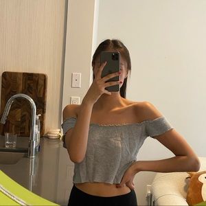 Brandy Melville Grey Bardot top